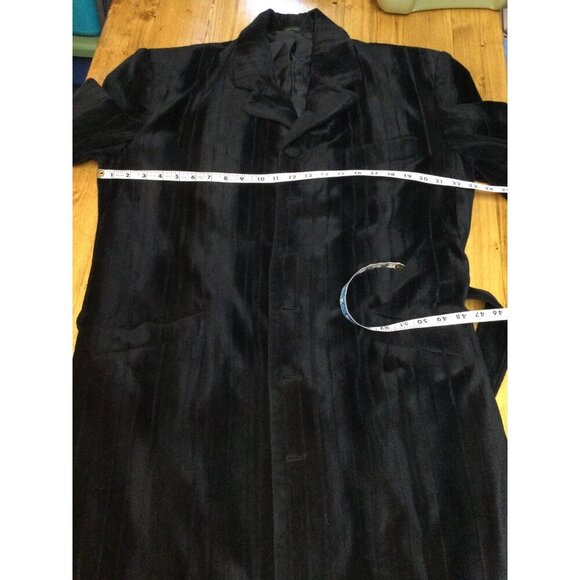 Vintage J Vital Black Velour Mens Long Overcoat 40R 33W Velvet Look Fully Lined - Picture 7 of 9